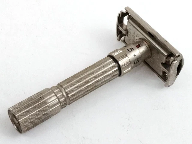 Vintage Gillette Fatboy DE Safety Razor Adjustable 1-9 TTO Fat Boy USA G-2 1961