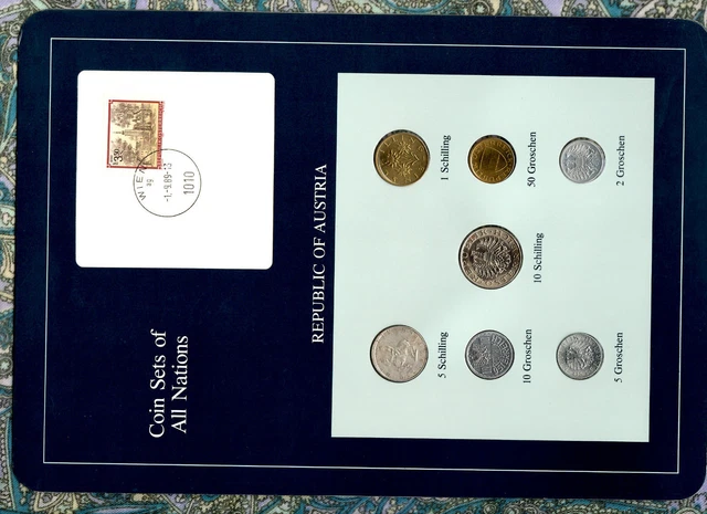 Coin Sets of All Nations Austria 1960-1994 UNC 5 Schilling 1960 Silver 1.9.89