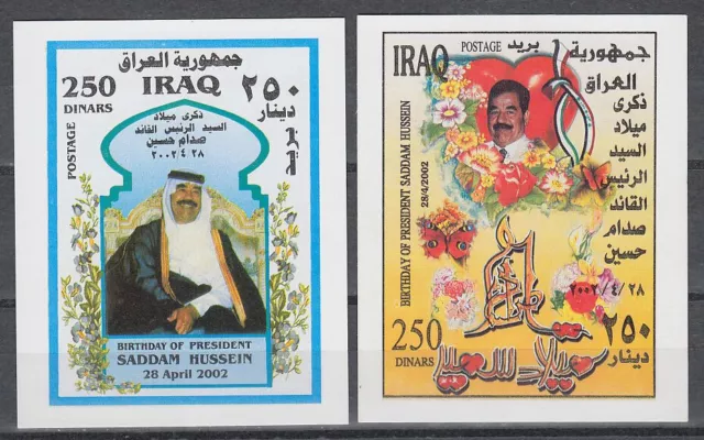 Irak Iraq 2002 ** Bl.102/03 Präsident Saddam Hussein Geburtstag Herz Blumen