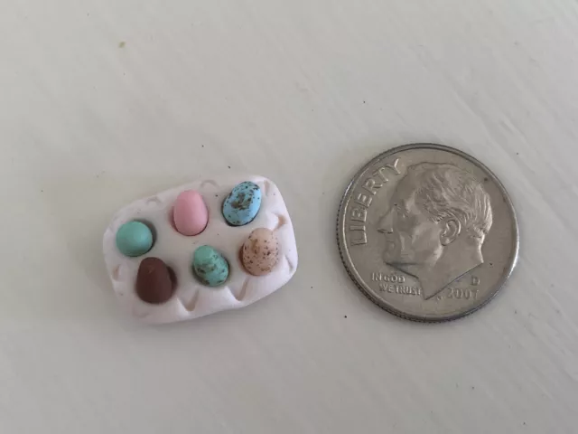 1:12 Mini Chicken Egg Assortment Tray OOAK Collection Handmade Easter Dollhouse