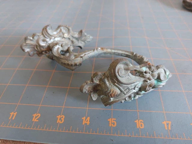 LARGE VICTORIAN STYLE BRASS WALL MOUNT COAT HOOK Ornate Architectural Salvage