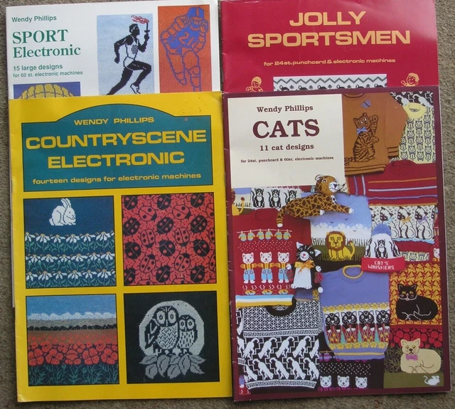 4 libros de Wendy Phillips Designs de TEJIDO A MÁQUINA surtidos estilos #B - en muy buen estado