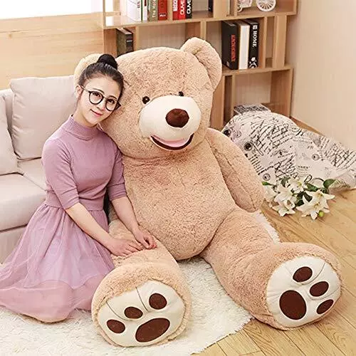 Big Teddy Bear Stuffed Animals with Footprints Plush Toy for Girlfriend Brown