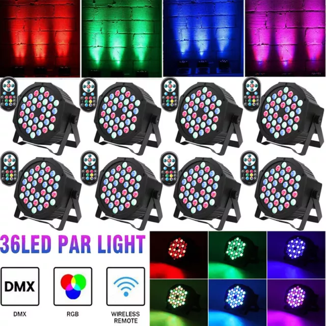 8x 36 LED 80W Par Bühnenlicht RGB Par Strahler Partylicht DMX für DJ Disco Show