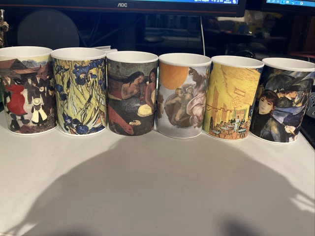Dunoon Mug Set Bone China Artist Lot 6 Coffee Tea Cup Van Gogh Renoir Gauguin