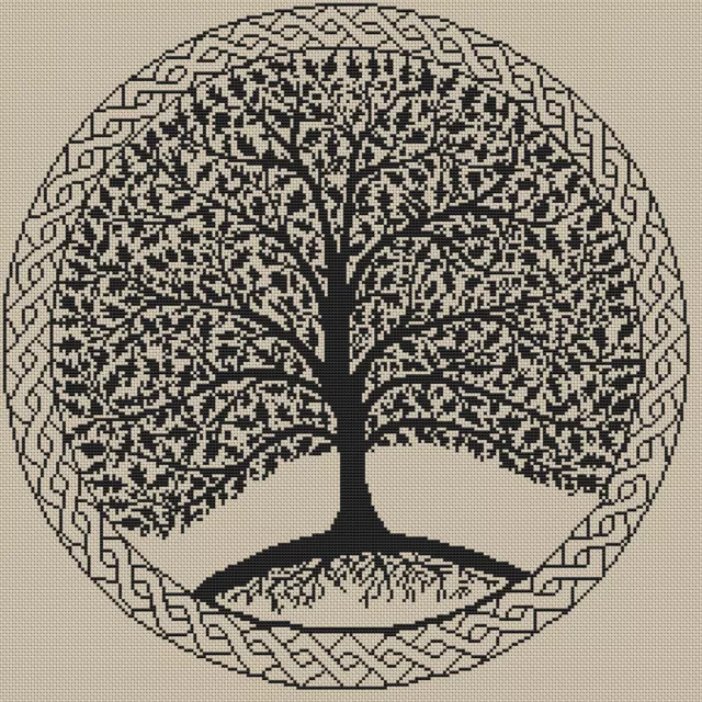 Silhouette Cross Stitch Chart - Celtic Tree / Tree Of Life