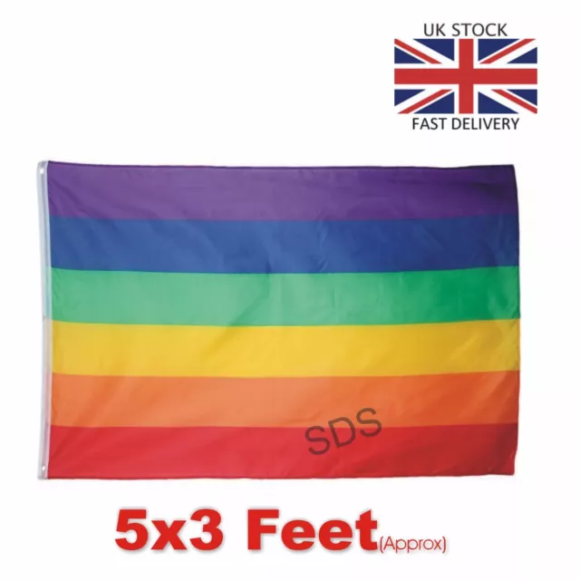 Gay Pride Rainbow  Flag  Festival Carnival 5Ft X 3Ft