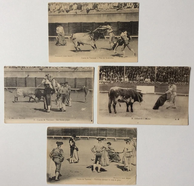 Corrida Course de taureaux France Espagne c1920 Photo Plaque Stereo