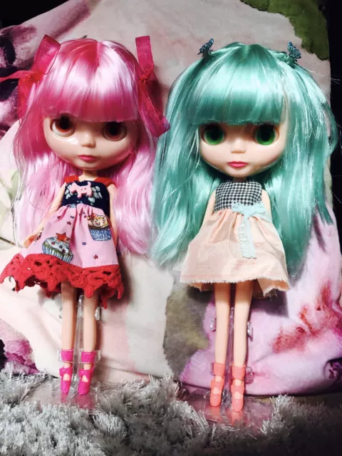 Bambola Blythe Basaak con capelli rosa e verdi e bel vestito Regno Unito  venditore