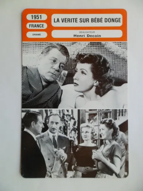 CARTE FICHE CINEMA 1951 LA VERITE SUR BEBE DONGE Danielle Darrieux Jean Gabin Ga
