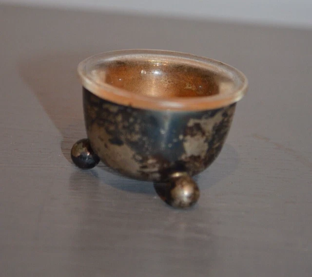 Saleron Ancien En Verre Bleu Avec Monture En Argent (occasion)