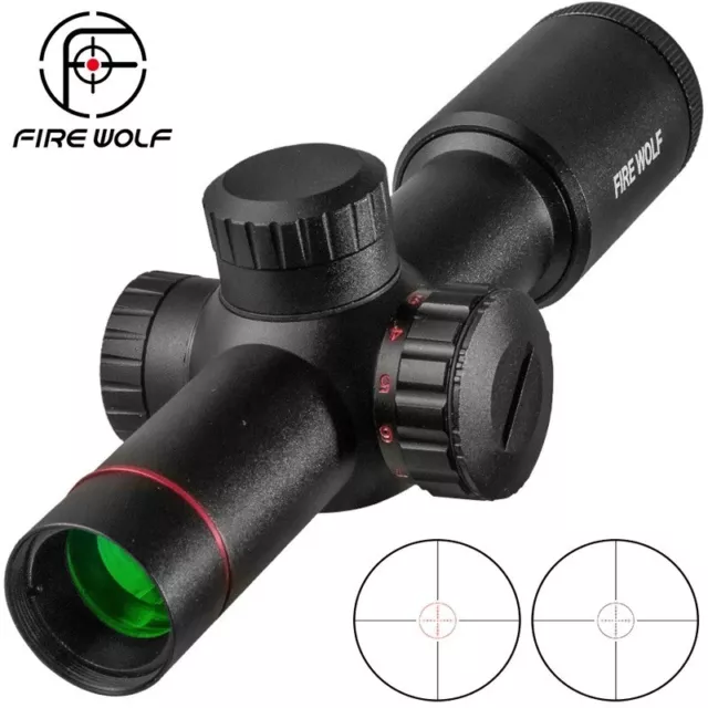 Lunette de Visée FIRE WOLF avec Colliers Lumineuse Rouge 4.5x20 - Chasse