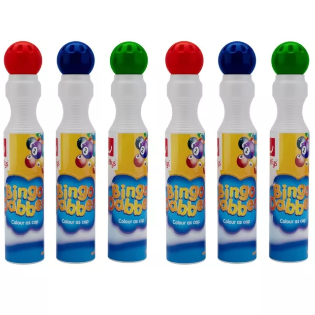 6 x 43ml Large Bingo Dabbers (Red, Green, Blue)