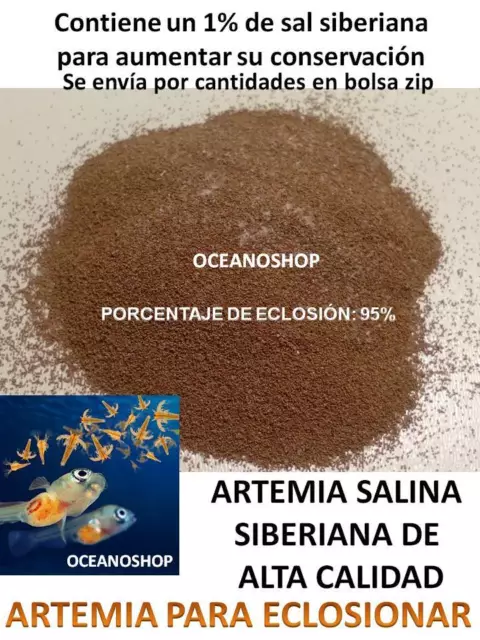 HUEVOS ARTEMIA SALINA SIBERIANA quistes PARA ECLOSIONAR A GRANEL acuario cria