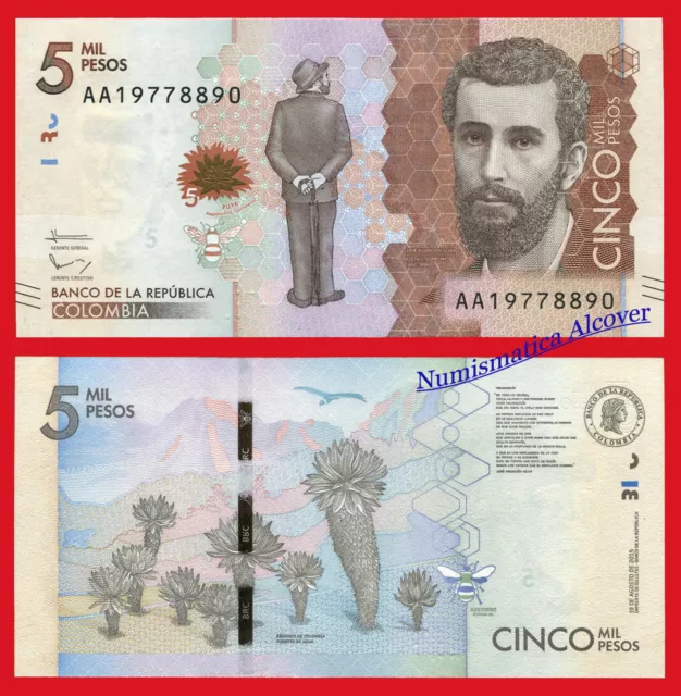 COLOMBIA 5000 Pesos 2015 Jose Asuncion Silva AA Pick 459 SC / UNC