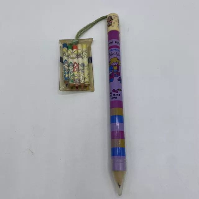 Vtg 80s Japanese stationery, Triple Yan Yan pencils notepad pencil