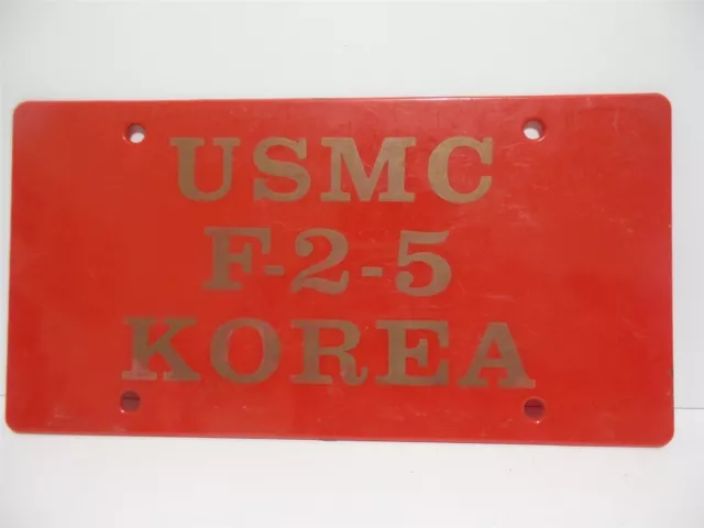 VINTAGE USMC F-2-5 KOREA VIP FRONT LICENSE PLATE 1960's