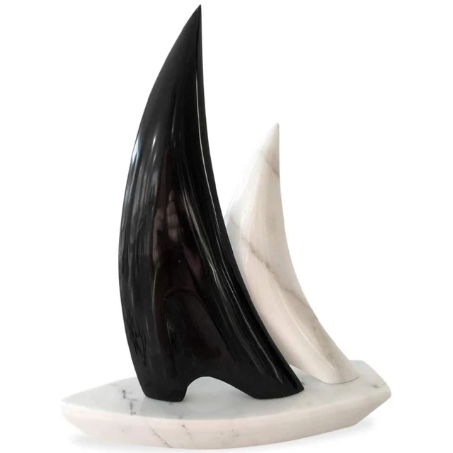 Buste De Femme En Marbre Blanc Et Noir – Sculpture Table H.20cm – CBAM