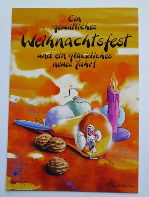 Diddl Weihnachts-Postkarte - Girlande - ##  Nr. 66b  ## - Top-Zustand