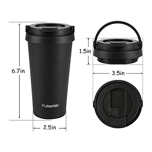 Funkrin Insulated Coffee Mug with Ceramic Coating, 16oz Vacuum Stainless Steel. 3
