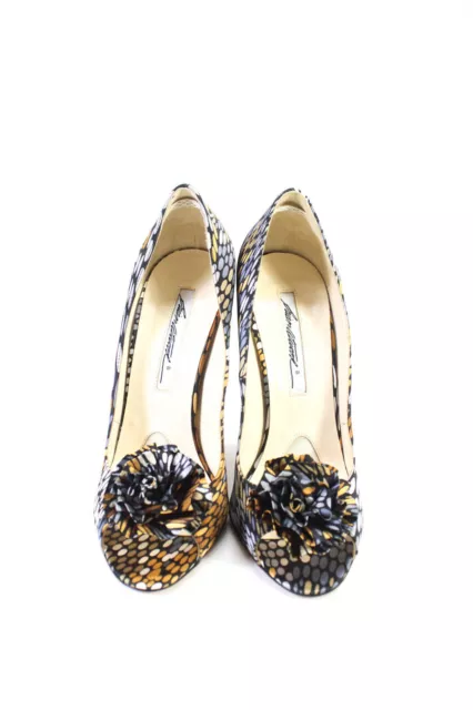 Brian Atwood Womens Multicolor Printed Peep Toe Floral Detail Pump Shoes Size8.5 2