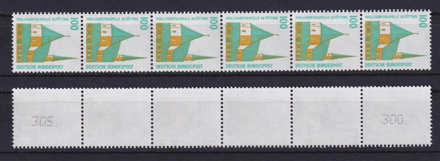 Bund 1406 v RM 6er Streifen ungerader-gerader-ungerader Nr. SWK ** weißer Gummi