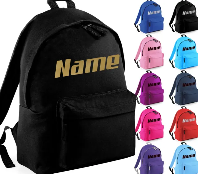 Personalised School Backpack Bag Kids Any Name Text Boys Girls Rucksack PE Kit