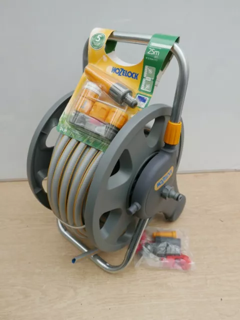 Hozelock 2431 Assembled 45M 2 In 1 Hose Reel + 25M Hose Pipe & Fittings