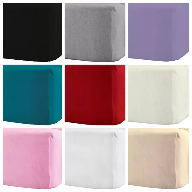 100% Brushed Cotton Flannelette 40CM/16" Extra Deep Fitted Sheets in 10Colours
