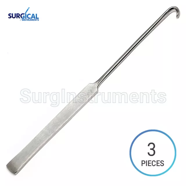 3 Pcs Spay Snook Hook Veterinary Surgical Instruments Stainless German Grade