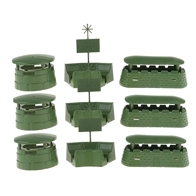9 Stück Mini Militär Modell Spielzeug Bunker  Modell Set Armee Männer