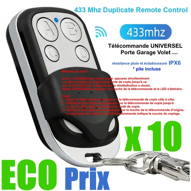 Telecommande Universelle Portail,Zuroki 2pcs Telecommande Garage