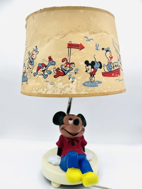 VTG Disney Mickey Mouse Portable 2Way Nightlight Lamp. Lamp Nice Shade Is Flawed