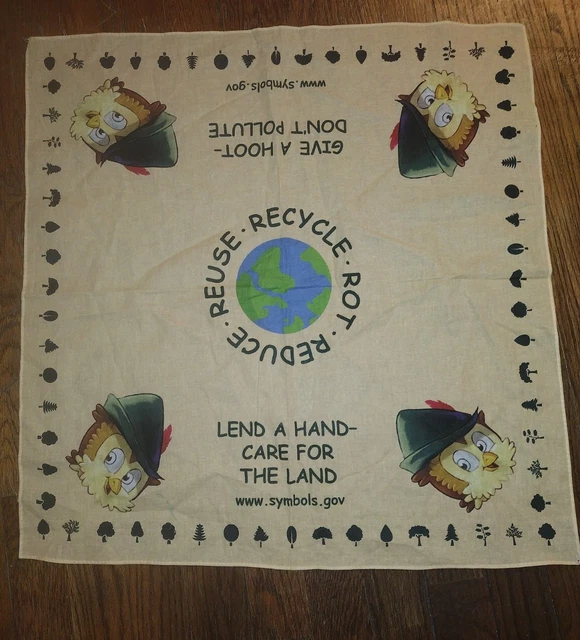 Vintage 1973 WOODSY OWL Bandana Hanky Napkin Give A Hoot Don't Pollute