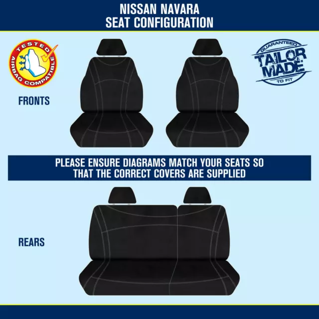 Nissan Navara D40 ST Dual Cab 2011-2015 Neoprene FRONT & REAR Seat Covers 2