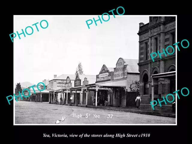OLD LARGE HISTORIC PHOTO OF YEA VICTORIA VIEW OF THE HIGH STREET STORES c1910 2