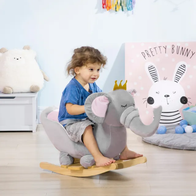Baby Soft Rocking Horse Elephant Rocking Chair Rocker Toy for 18-36 Months