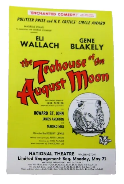 Vintage 1956 Playbill Insert Flyer The Teahouse of the August Moon