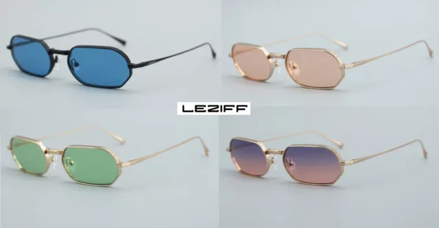 Occhiali da sole uomo donna firmati lenti blu azzurre ovali rosa metallo Leziff