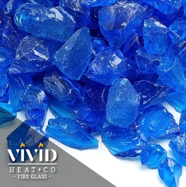 VIVID TURQUOISE BLUE 1/2 - 3/4 Large Fireplace Fire Pit Fireglass Glass Crystals