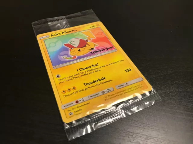 Sealed Ash's Pikachu SM108 with QR Code for Ultra Sun/Moon Pokemon TCG Near Mint