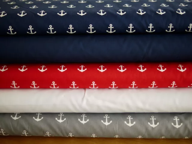 maritimes Stoffpaket ANKER & uni, 100% Baumwollstoff, Popeline, 5 x 25x145 cm