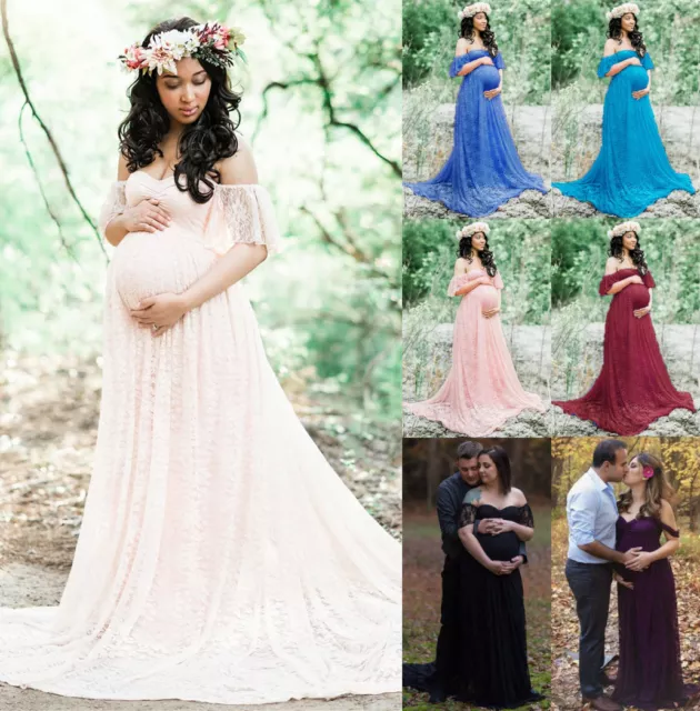 Pregnant Women Lace Maxi Long Dress Maternity Gown Photography Photo Shoot