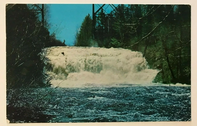 Ontonagon River Agate Falls Michigan MI Postcard August 8 1963 Pray Peace Cancel