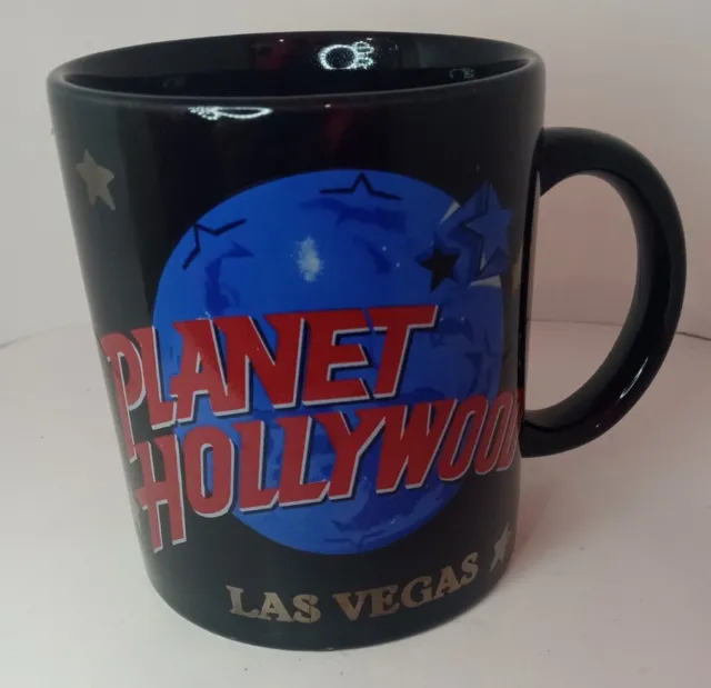 Black & Gold Planet Hollywood LAS VEGAS Coffee Mug Cup 1990s  Ceramic