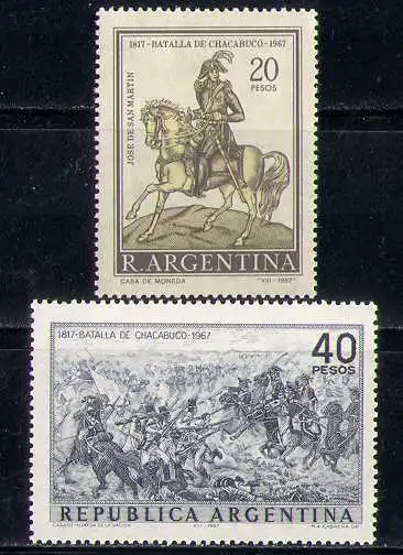 Argentina 1967 Horse/Animals/Battles/Art 2v set n27410
