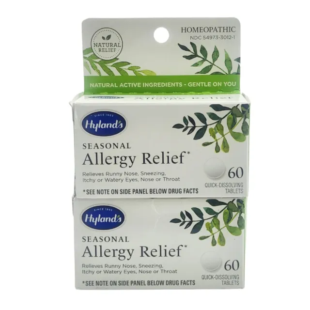 2x Hyland's Homeopathic Seasonal Allergy Relief Tablets 60 Quick Dissolving Tabs