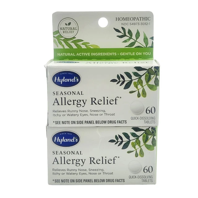 2x Hyland's Homeopathic Seasonal Allergy Relief Tablets 60 Quick Dissolving Tabs