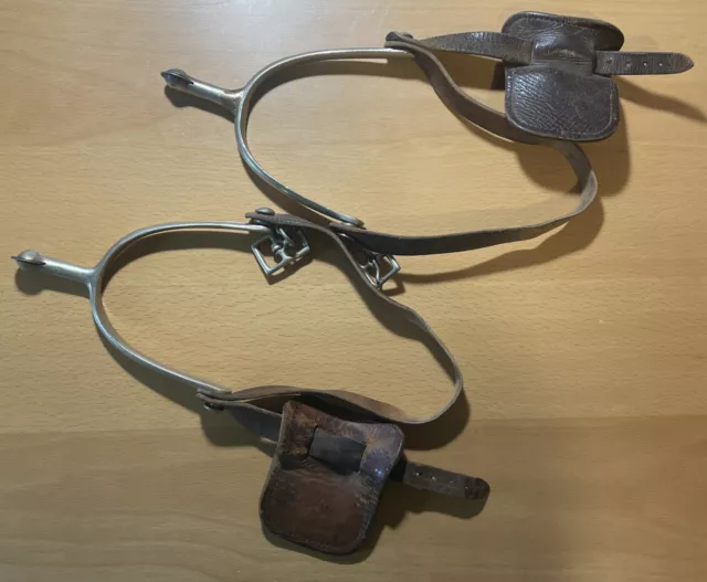 Pair Of Vintage Cowboy Horse Riding Spurs - W/ Silver Mercury Dimes As Spurs