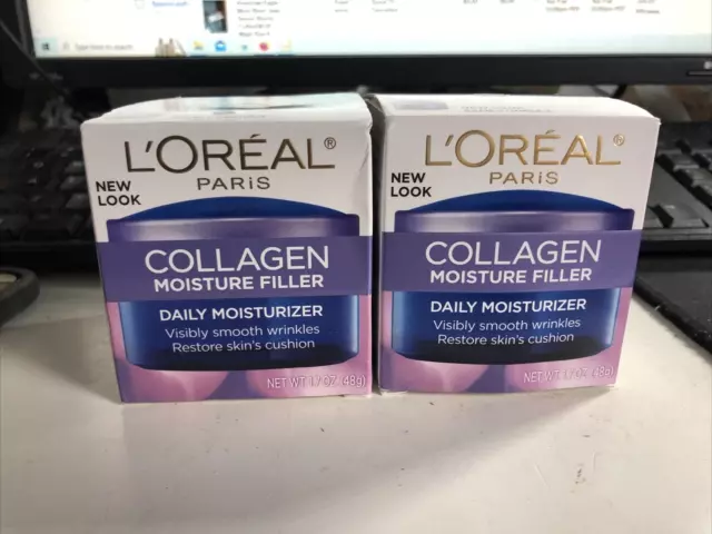 LOT OF 2 L'Oreal Collagen Moisture Filler, Daily Moisturizer, 1.7 Oz